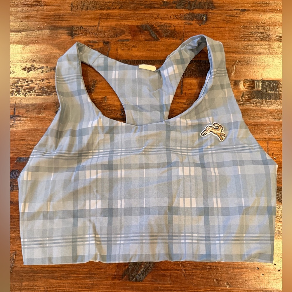 Tracksmith Run Cannonball Run Plaid Racerback Sports Bra